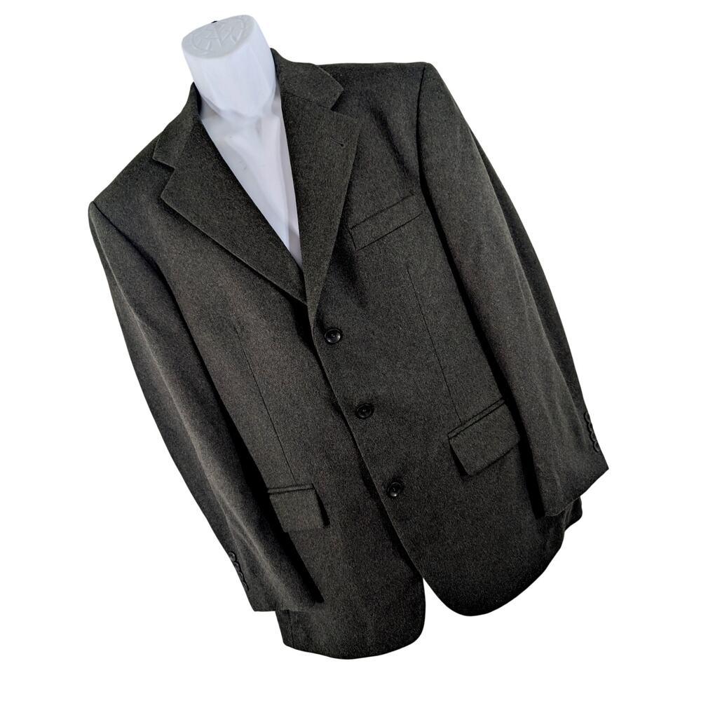 OSCAR DE LA RENTA! CHARCOAL GRAY/GREEN CASHMERE & WOOL 3 BUTTON JACKET! SZ 40R
